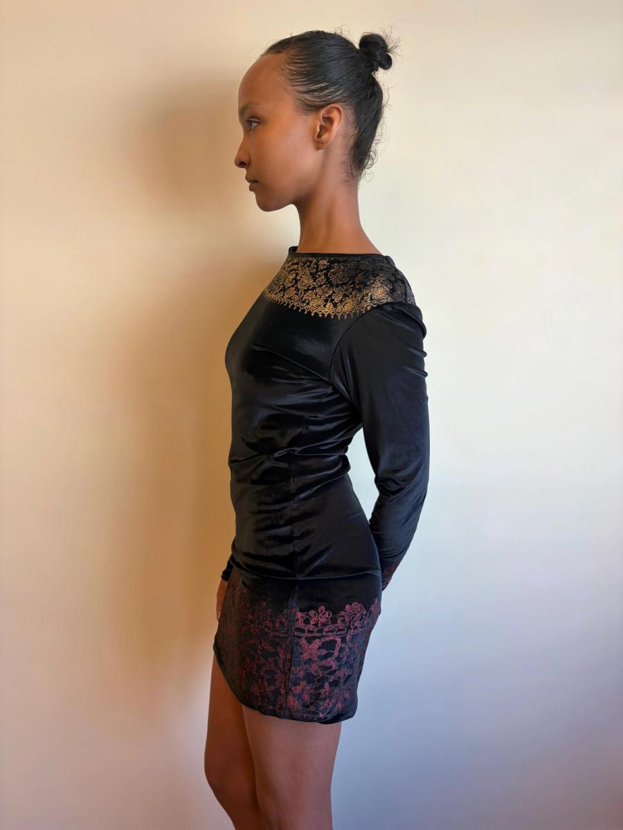1992 "Always on Camera" Vivienne Westwood Gold Foil Velvet Dress product image