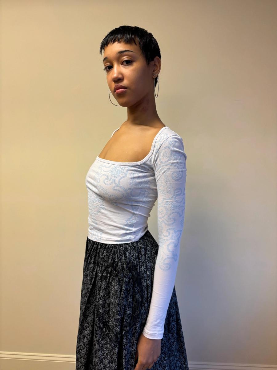 90s Alaïa Lilac Square Neck Longsleeve product image
