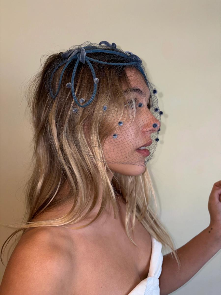 1950s Velvet Dot Net Headpiece product image