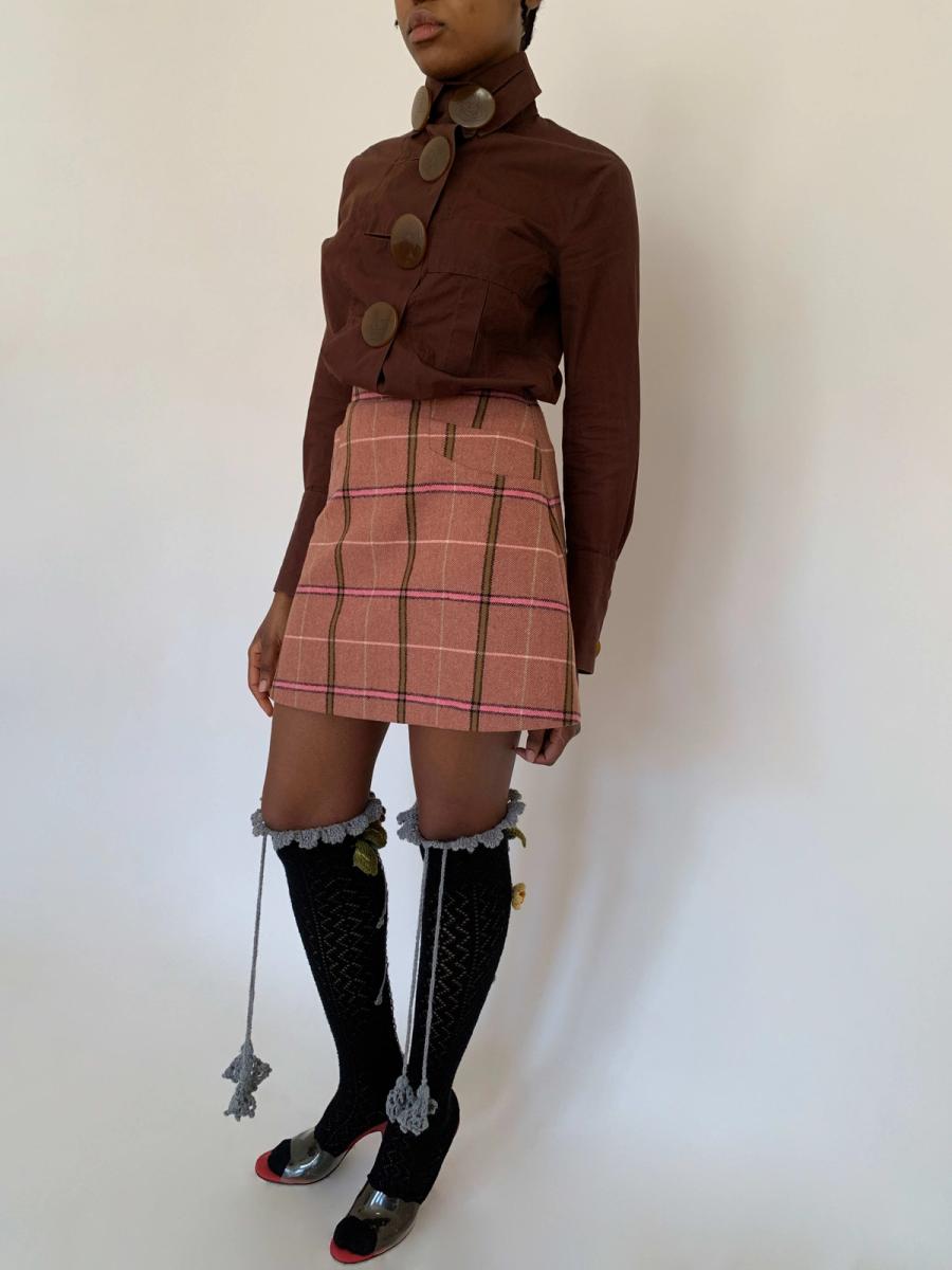 90s Vivienne Westwood Pink Tartan Mini Skirt product image