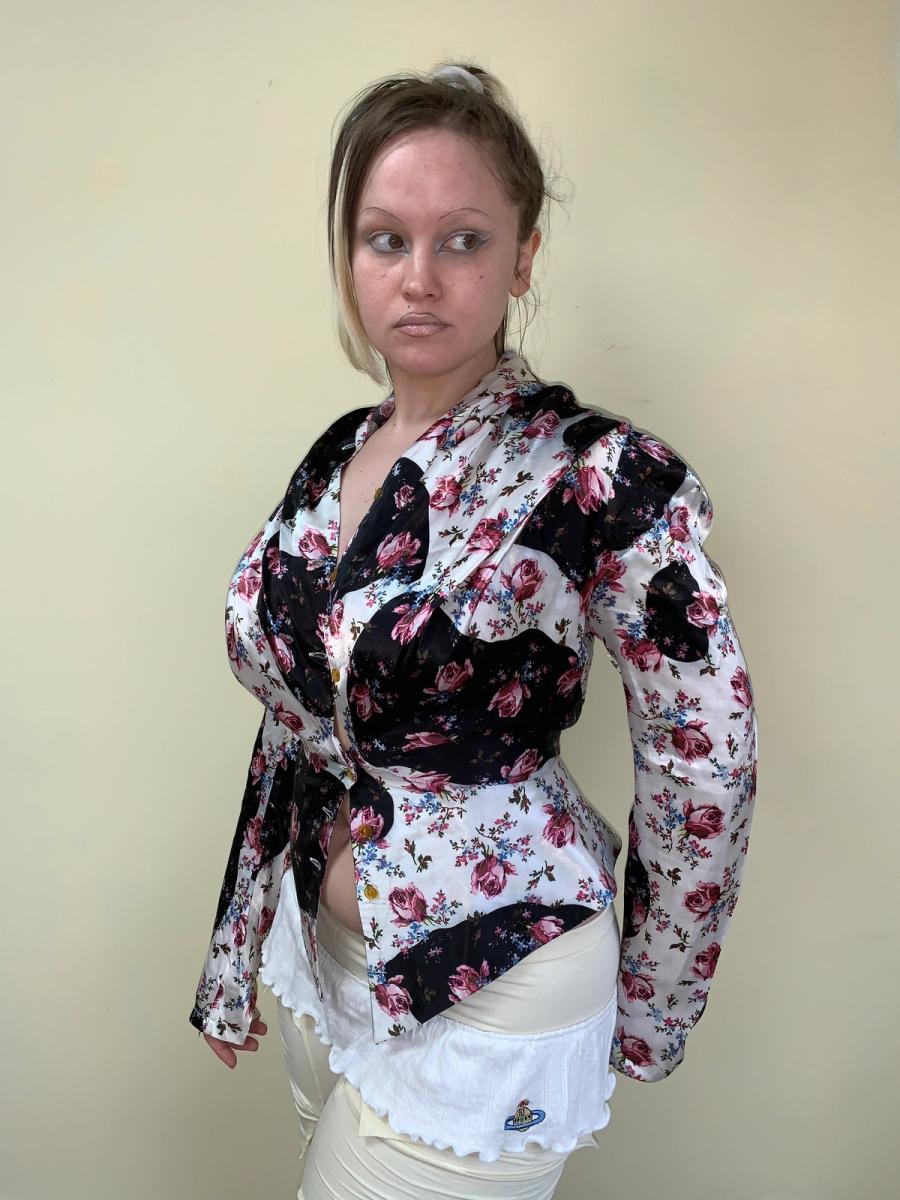 1996 Vivienne Westwood Rose Print Hooded Blouse product image