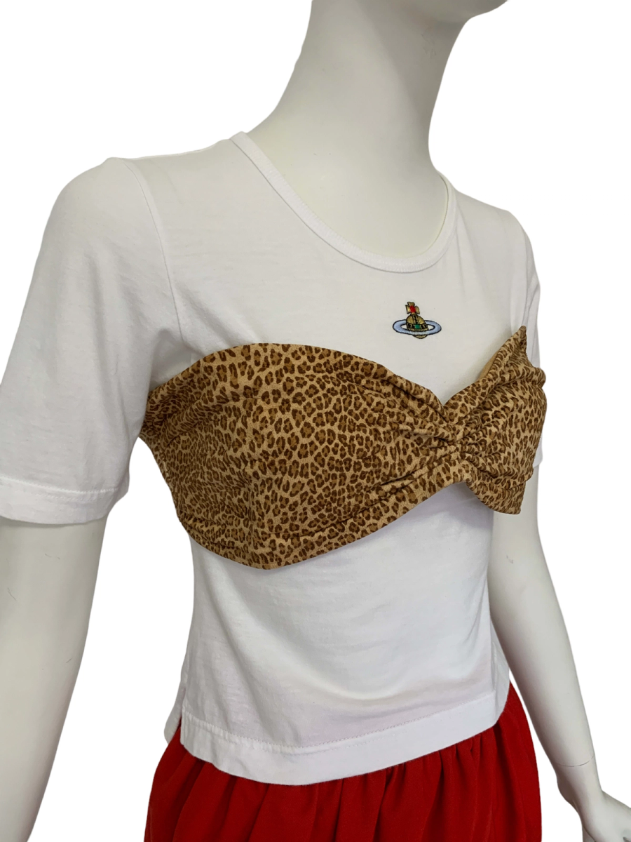 80s Norma Kamali OMO Leopard Suede Bandeau product image