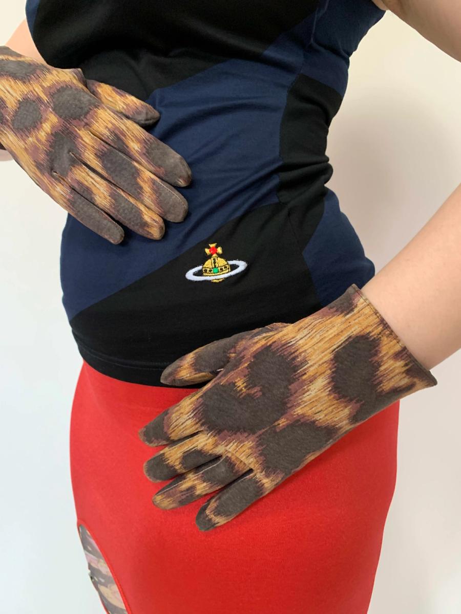 Vivienne Westwood Leopard Suede Gloves  product image