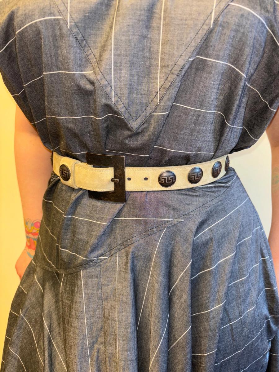 Late 70s Claude Montana Greek Key Studded Belt product image