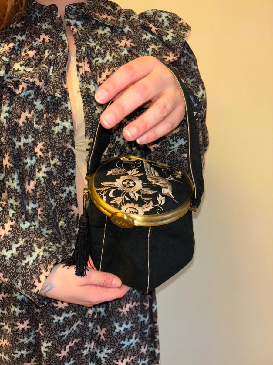 90s Norma Kamali Embroidered Kisslock Purse product image