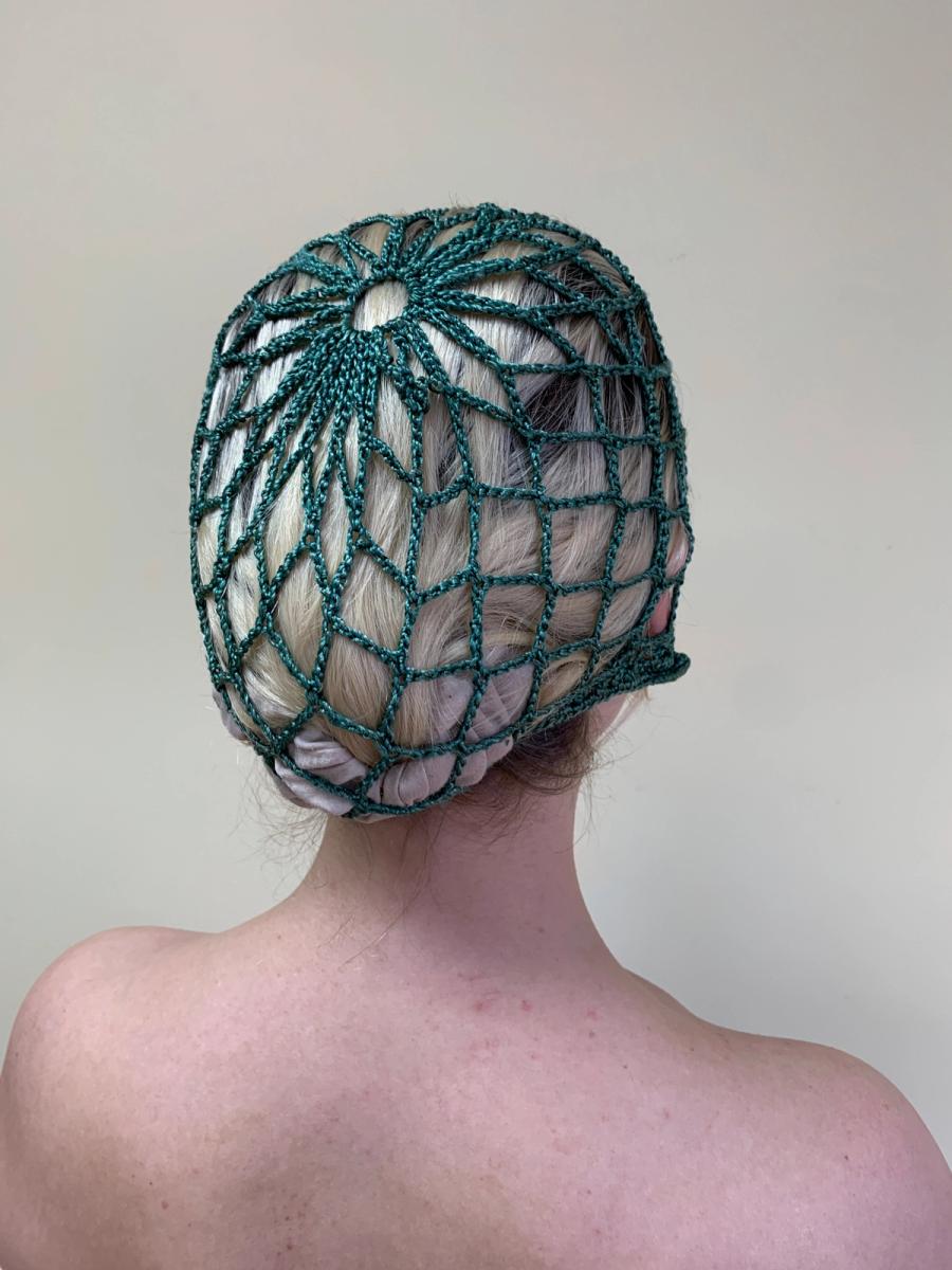 1920s Crochet Teal Hat product image