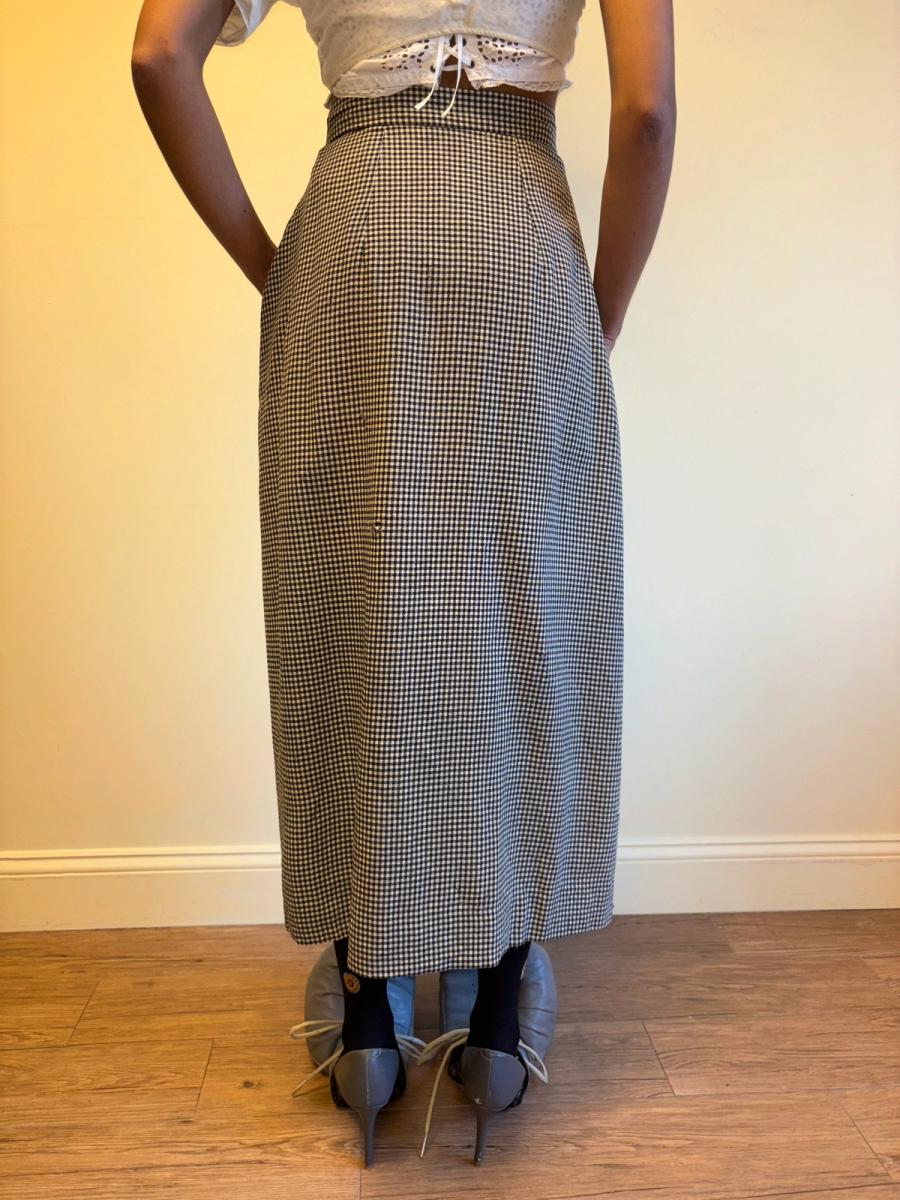 90s Vivienne Westwood Gingham Skirt with Metal Orb Engraved Buttons product image