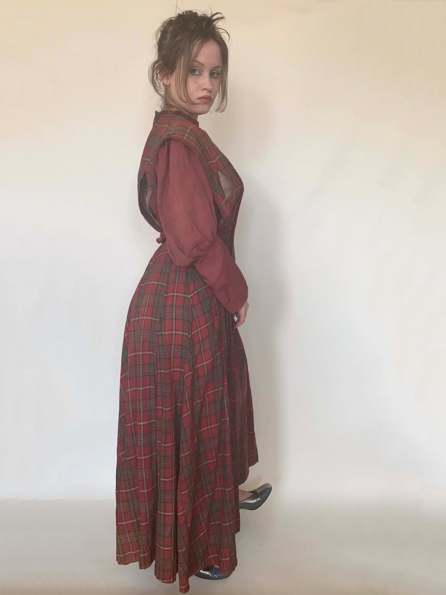1890-1900 Antique Mutton Sleeve Pinafore Workdress product image
