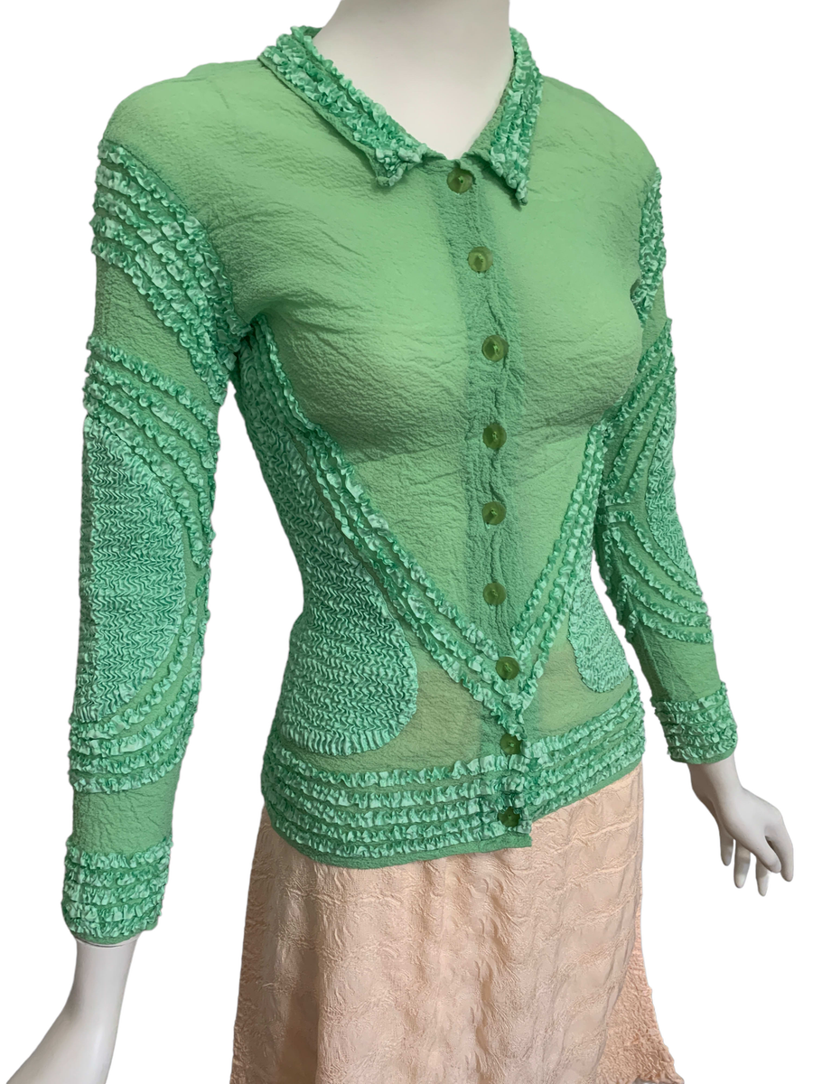 Yoshiki Hishinuma Green Pleated Top product image