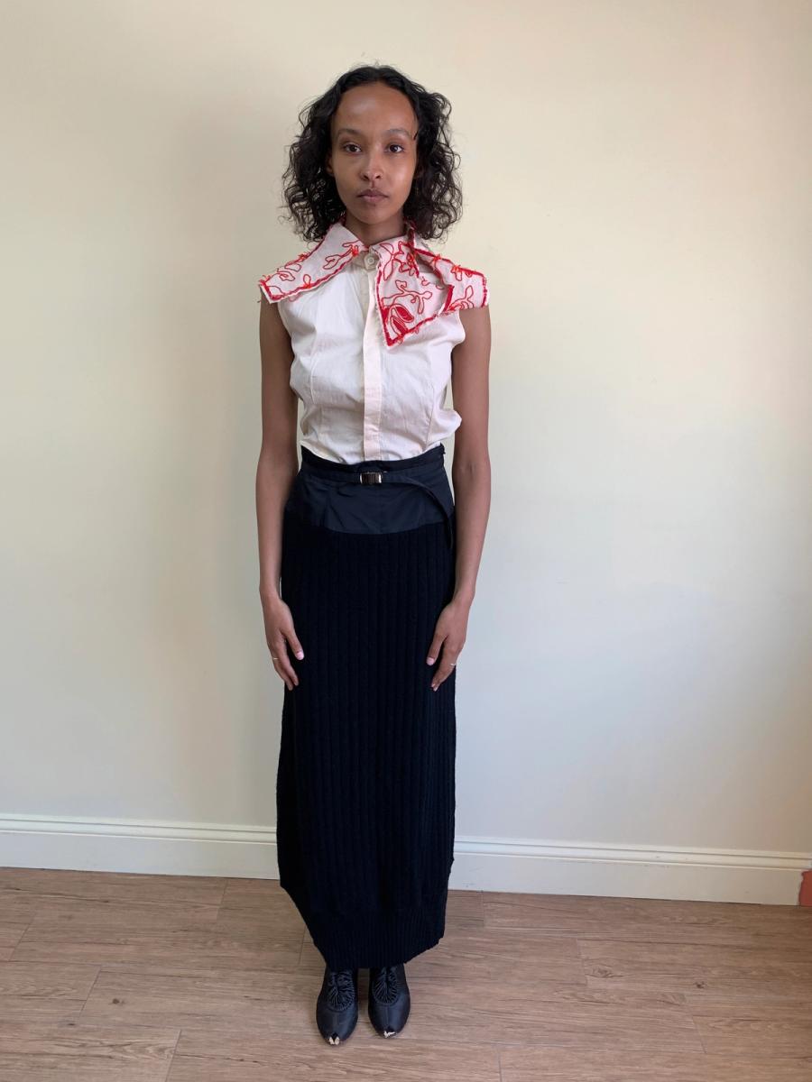 90s Atsuro Tayama Knit Maxi Skirt with Cinching Belt  product image