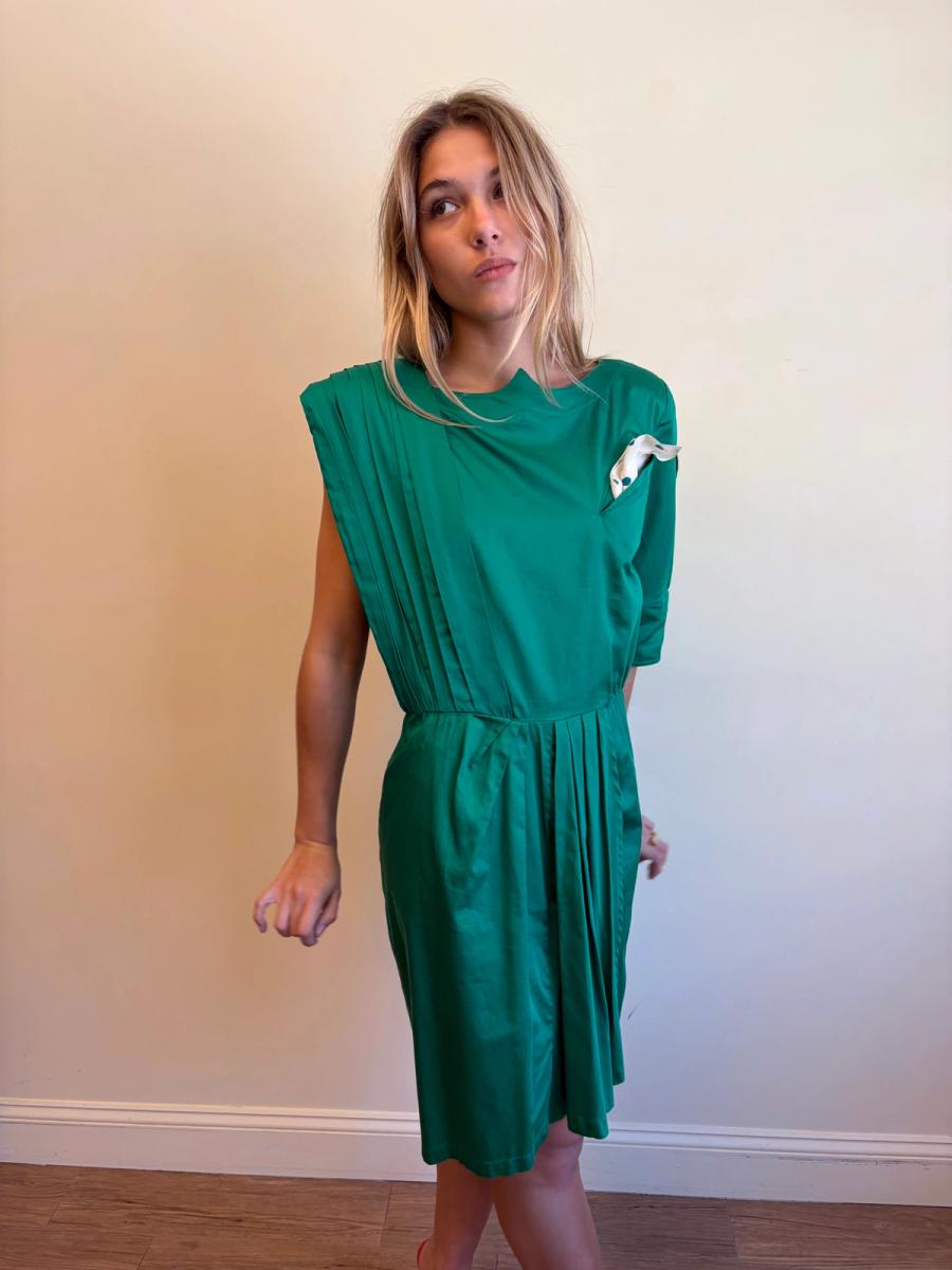 1980s Thierry Mugler Emerald Asymmetrical Dress product image