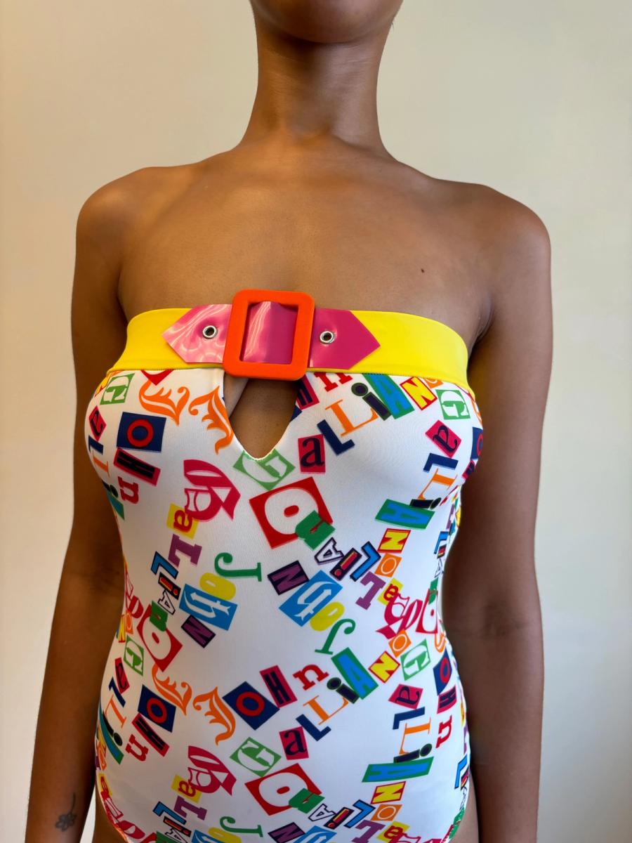 Vintage Galliano Collage Text Swimsuit product image