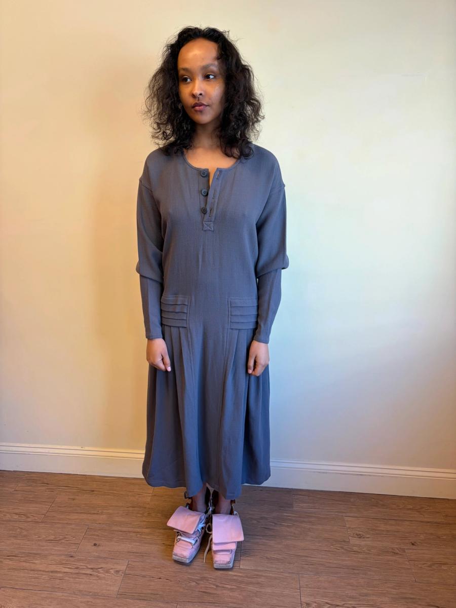 1980s Takezo Wool Crepe Drop-waist Dress product image