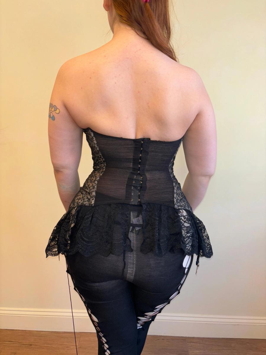 French 50s Simone Perelle Black Lace Bustier product image