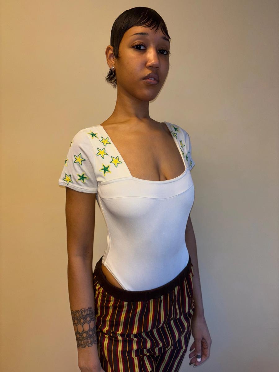 Christian Llinares Satin Leotard with Green Stars product image