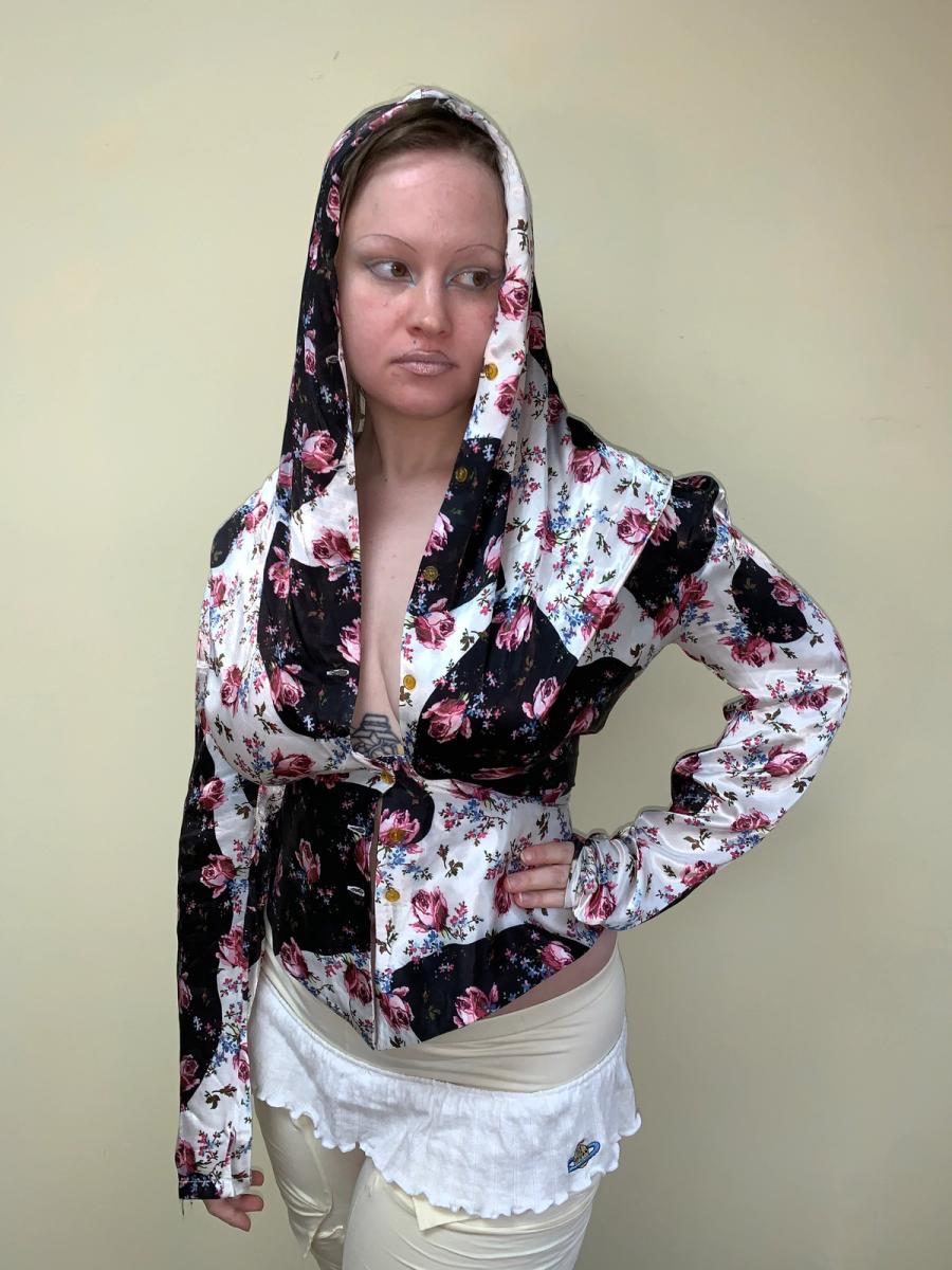 1996 Vivienne Westwood Rose Print Hooded Blouse product image