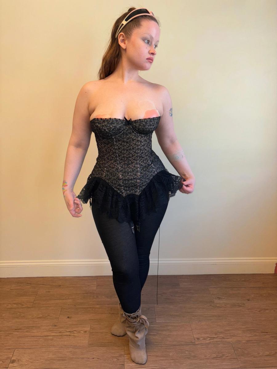 French 50s Simone Perelle Black Lace Bustier product image