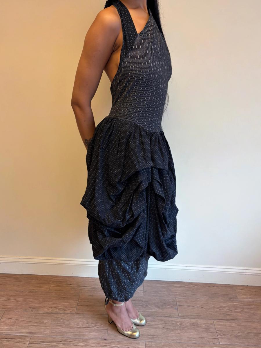 80s Popy Moreni Asymmetrical Ruched Dress product image