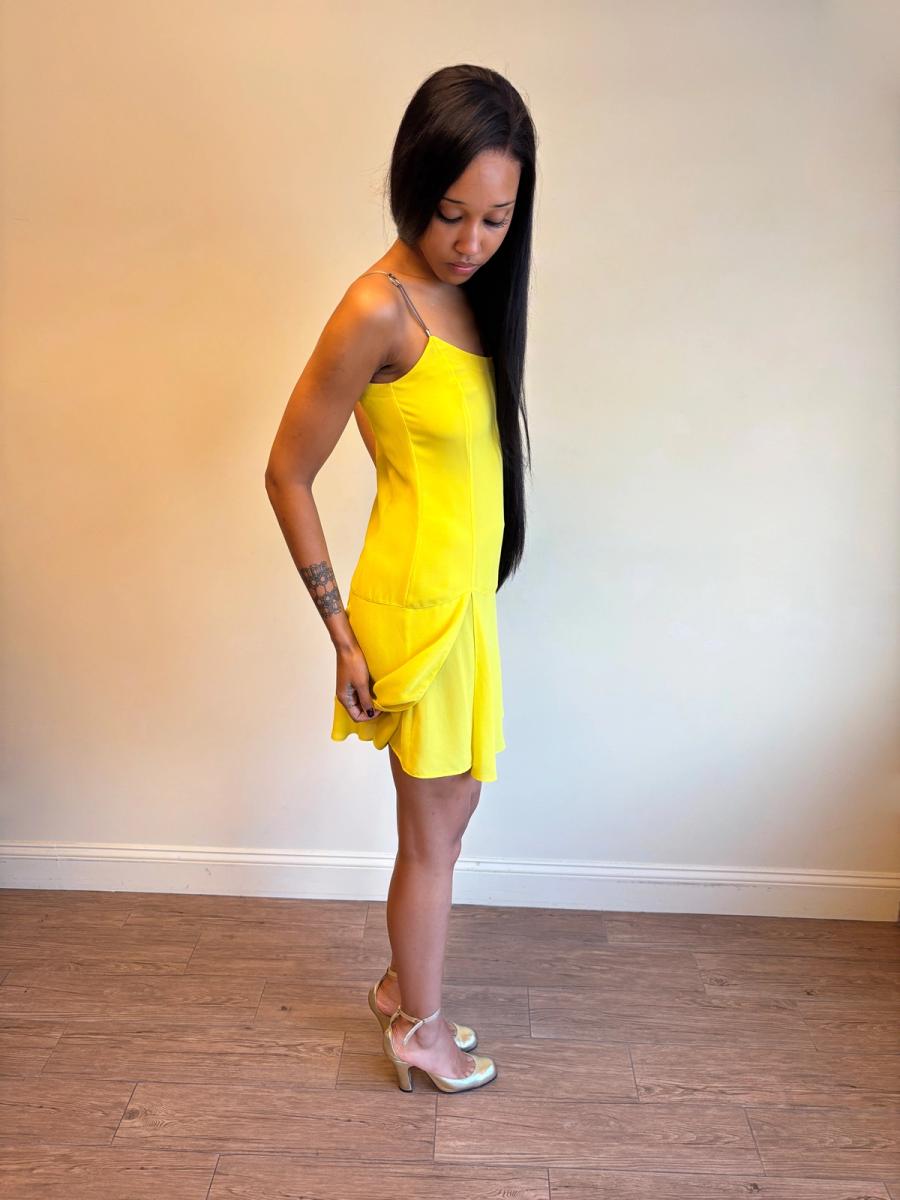 Vintage La Perla Yellow Slip Dress with Metal Straps product image