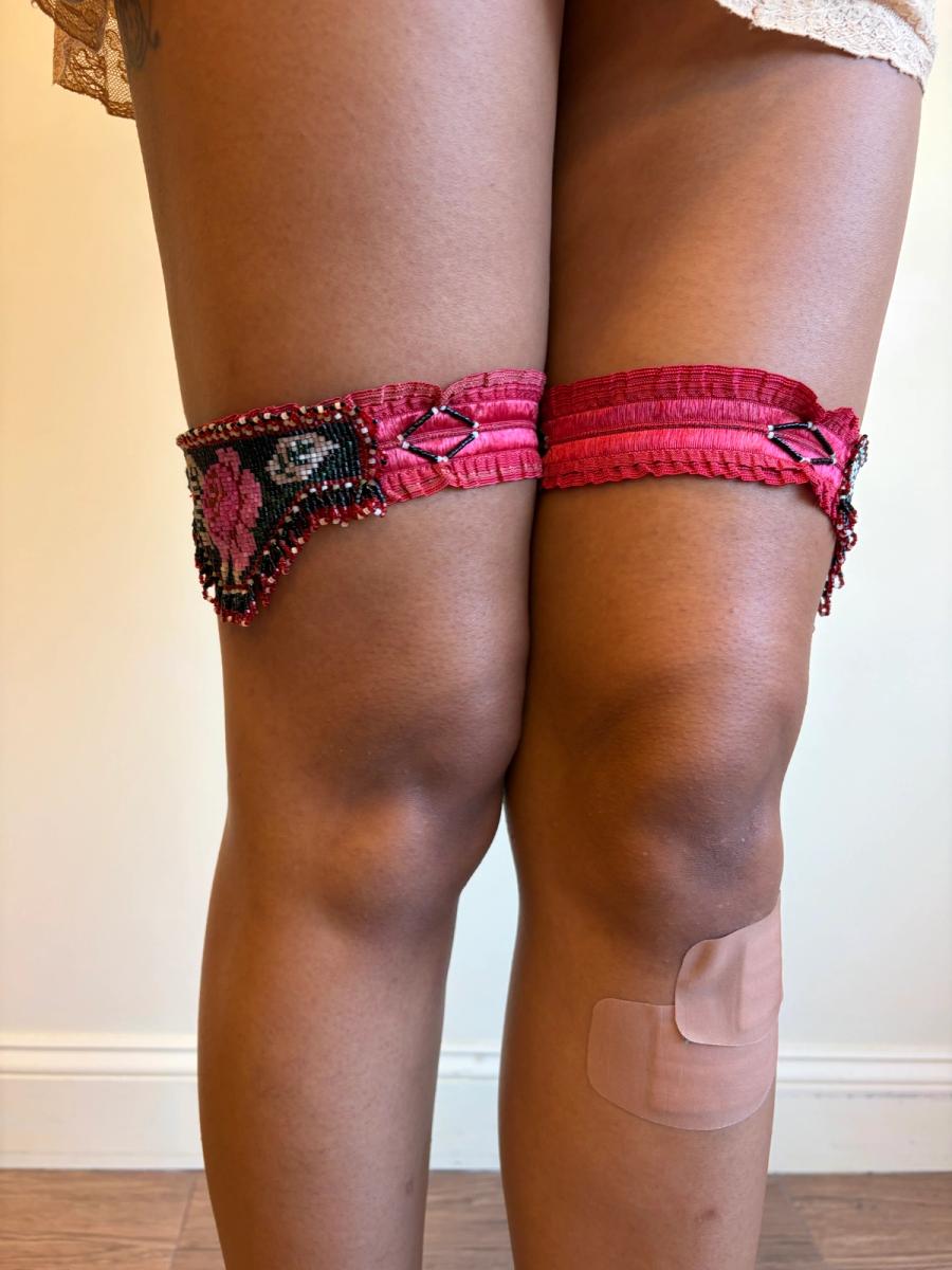 Rare 1920s Beaded Flower Garters product image