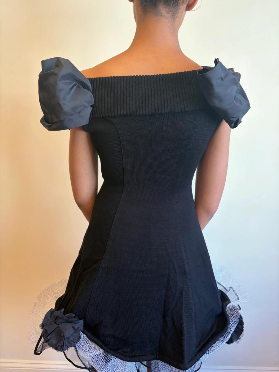 80s Atsuki Onishi Knit Dress with Crinoline and Brooches product image