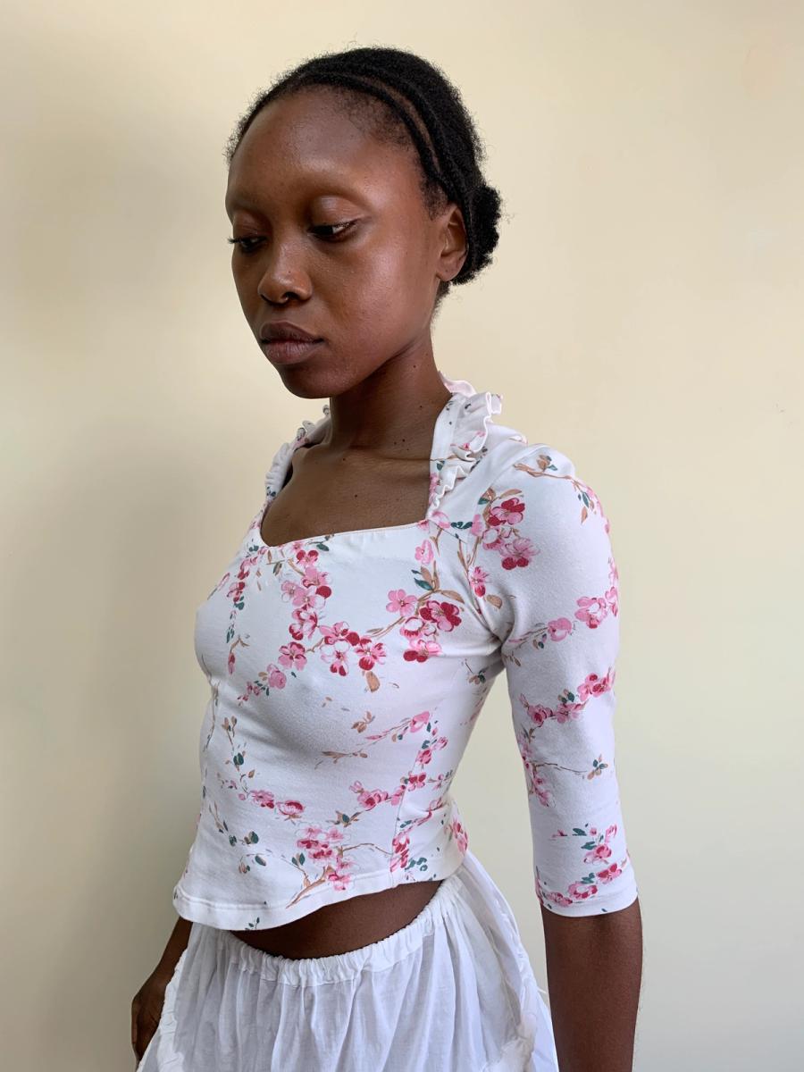 90s Vivienne Westwood Ruffle Cherry Blossom Top product image