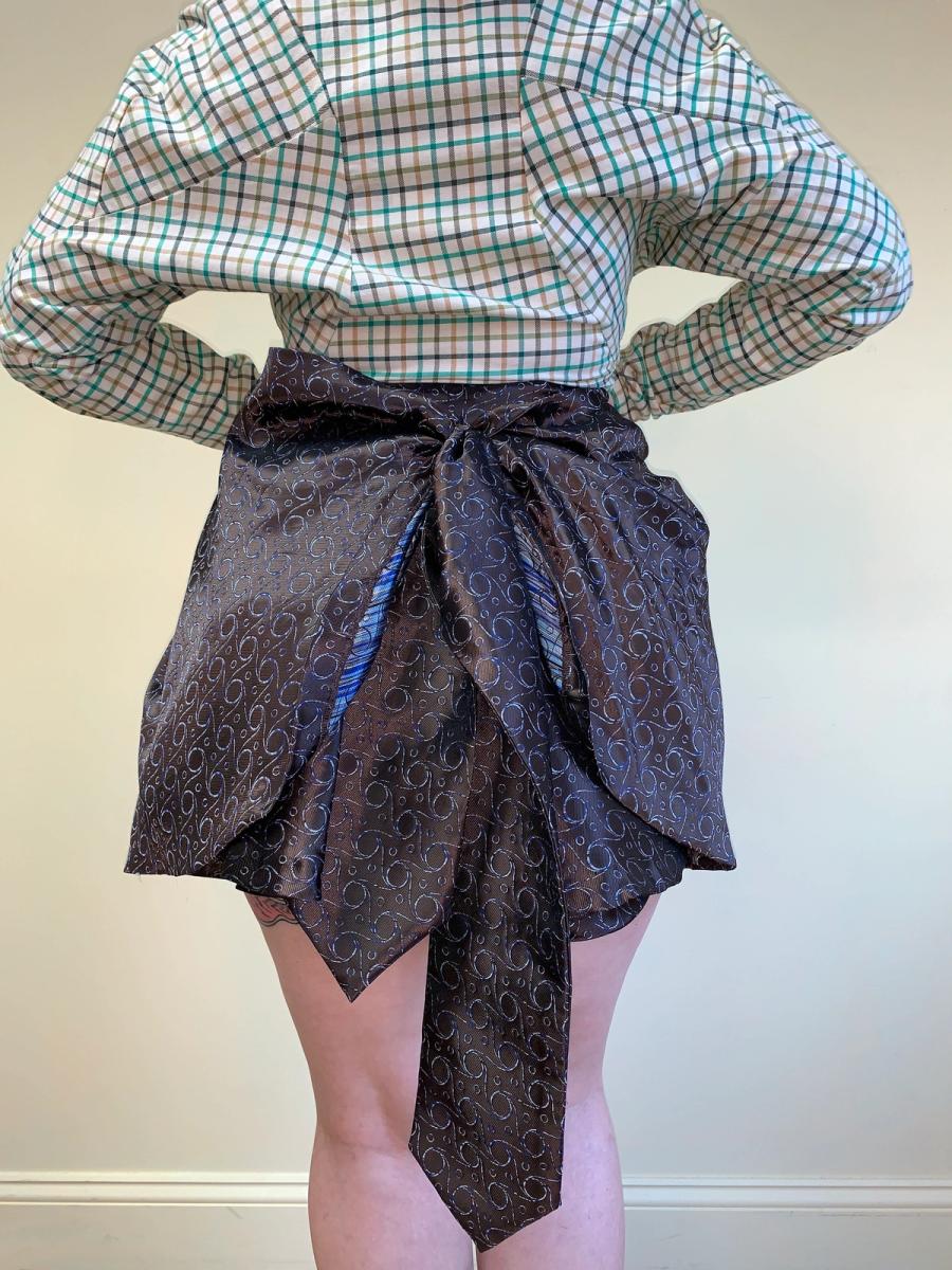 90s Jane Marple Tie-Silk Bustle Miniskirt  product image