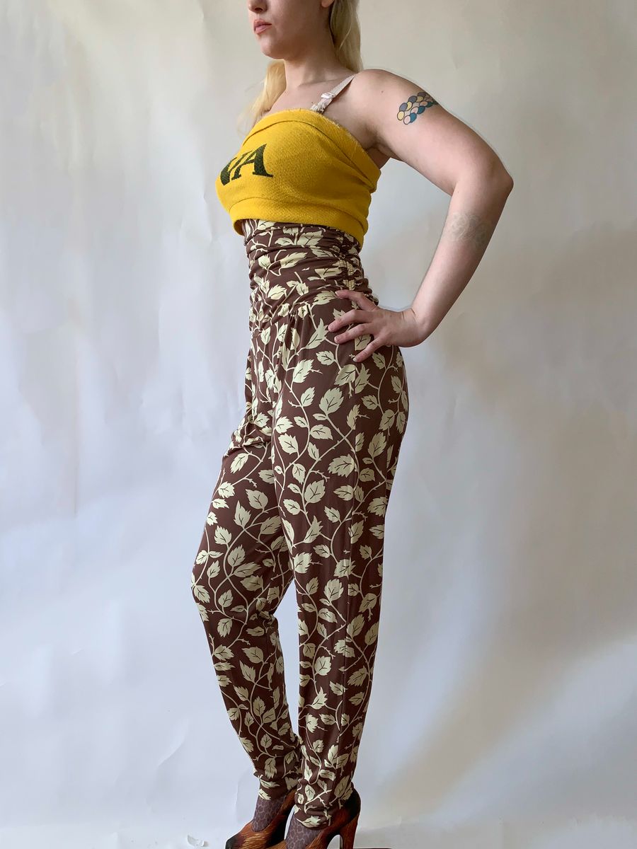 Norma Kamali OMO Giraffe/Vine Print High Waist Pants product image