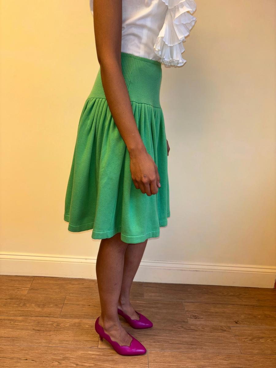 80s Norma Kamali Green Sweat Skirt product image