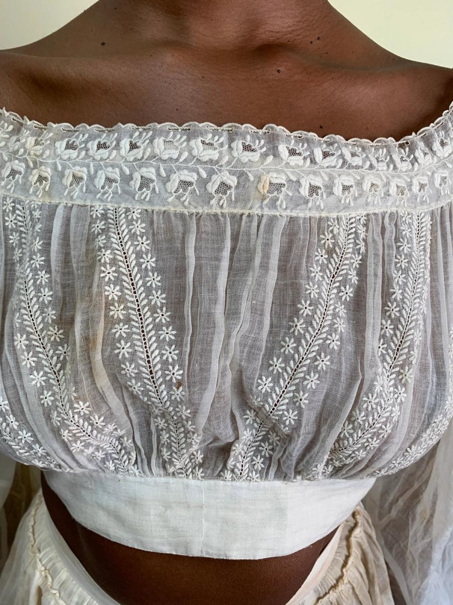 1820s Embroidered Muslin Top product image
