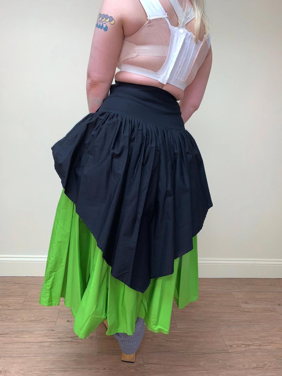 80s Norma Kamali Green and Black Voluminous Skirt product image