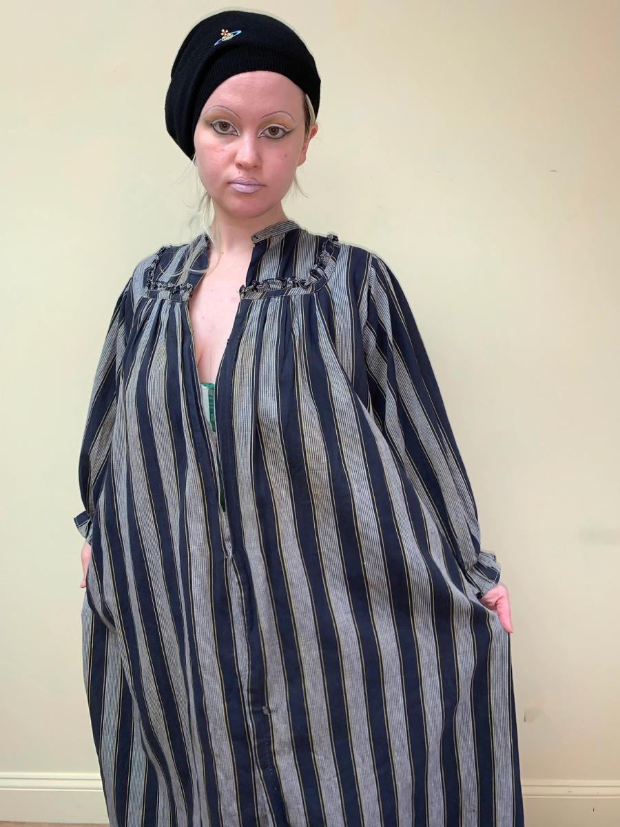 Antique Victorian Striped Wrapper Gown product image
