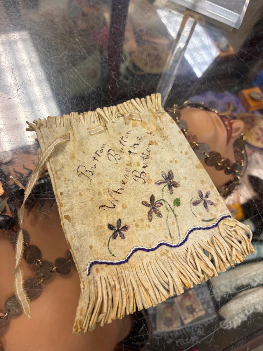Antique Painted Suede Button Bag  product image