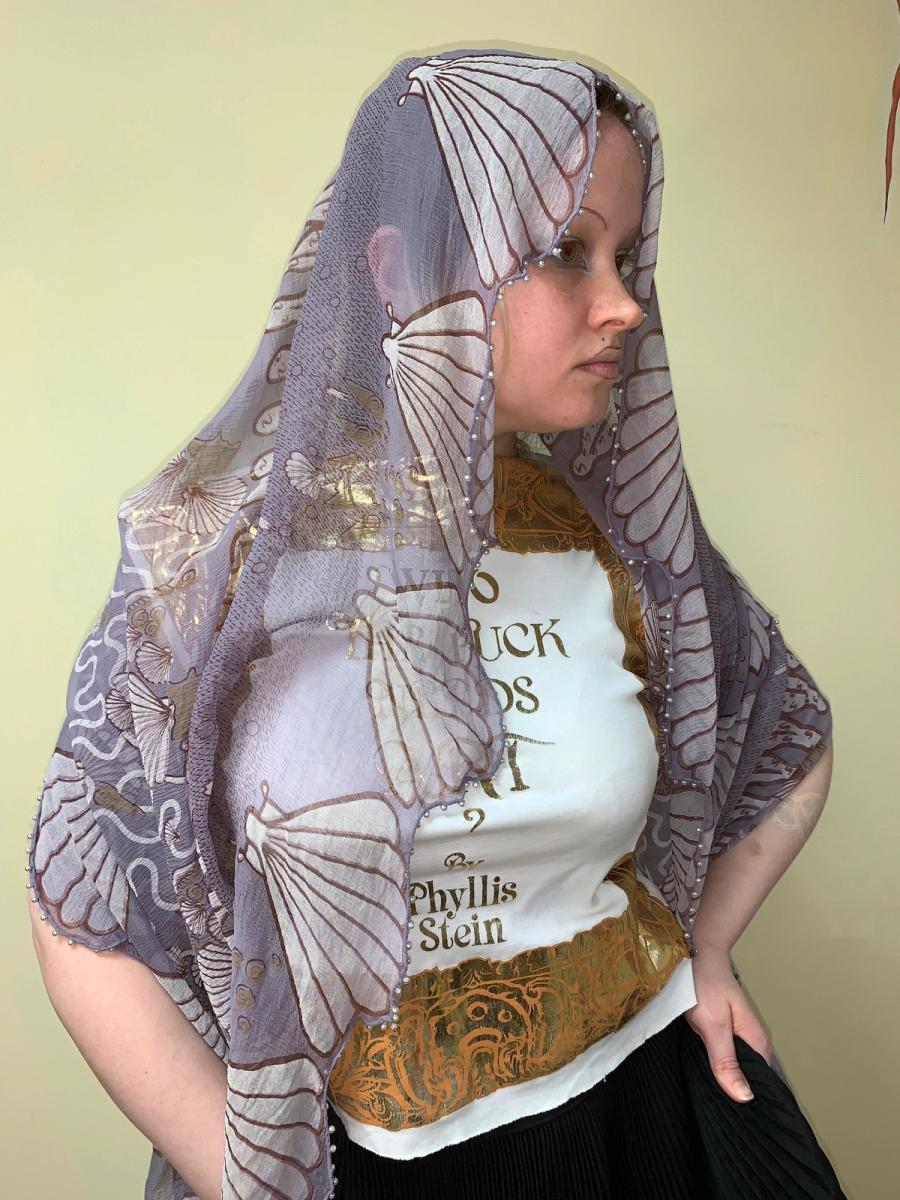 Zandra Rhodes Chiffon Shawl With Pearl Beaded Edges  product image