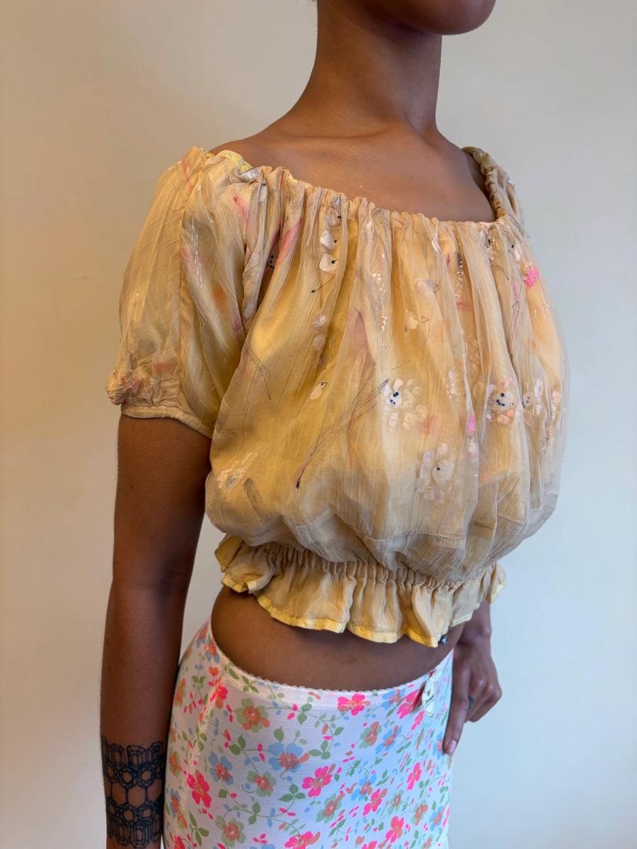 Vintage French Handpainted Silk Top product image