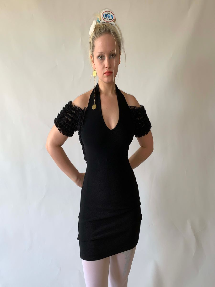 Chantal Thomass Black Frill Bodycon Dress product image