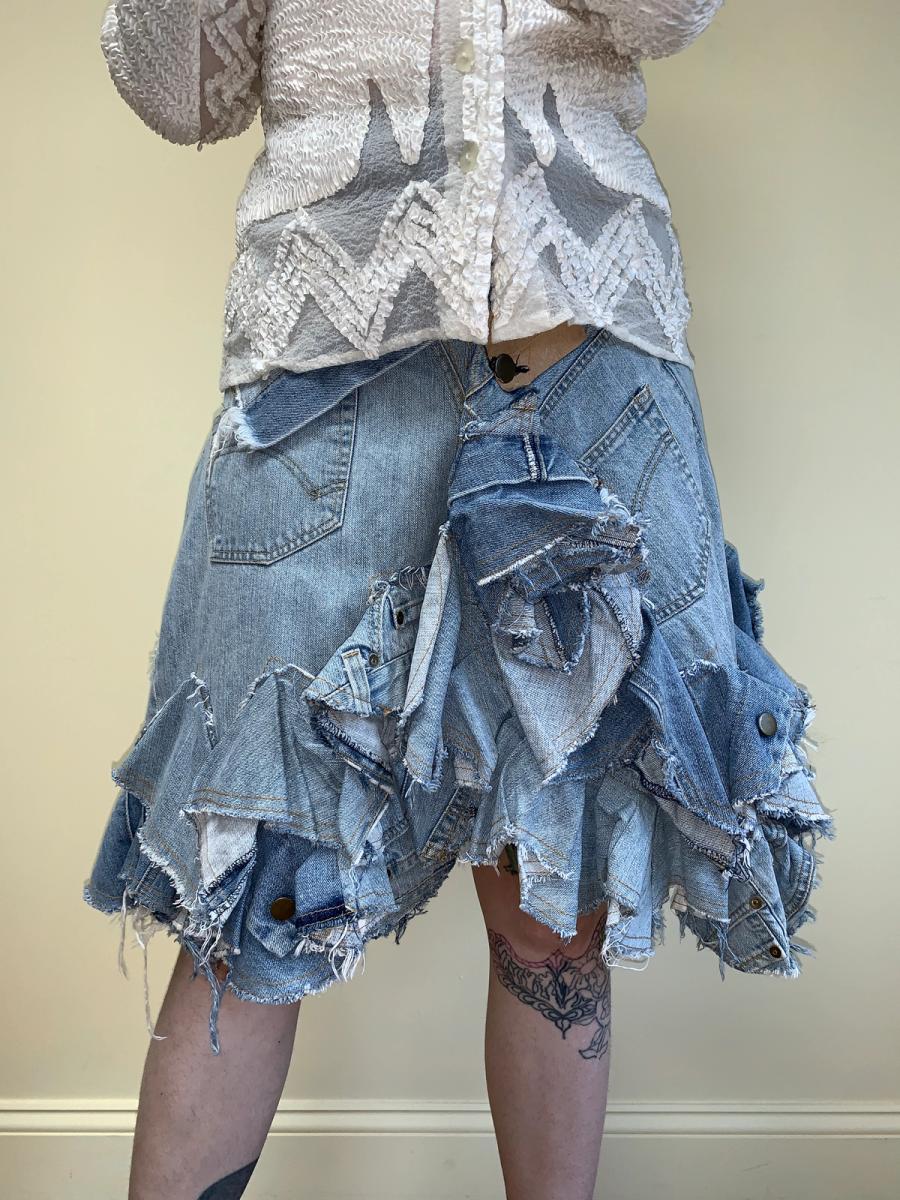 Nozomi Ishiguro Patchwork Denim Ruffle Skirt product image