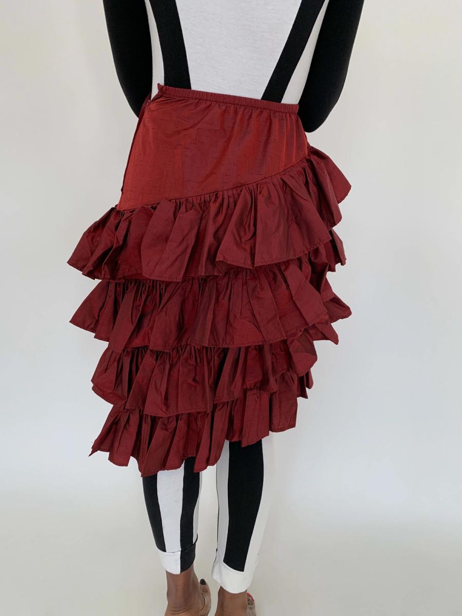 80s Norma Kamali Taffeta Ruffle Skirt product image