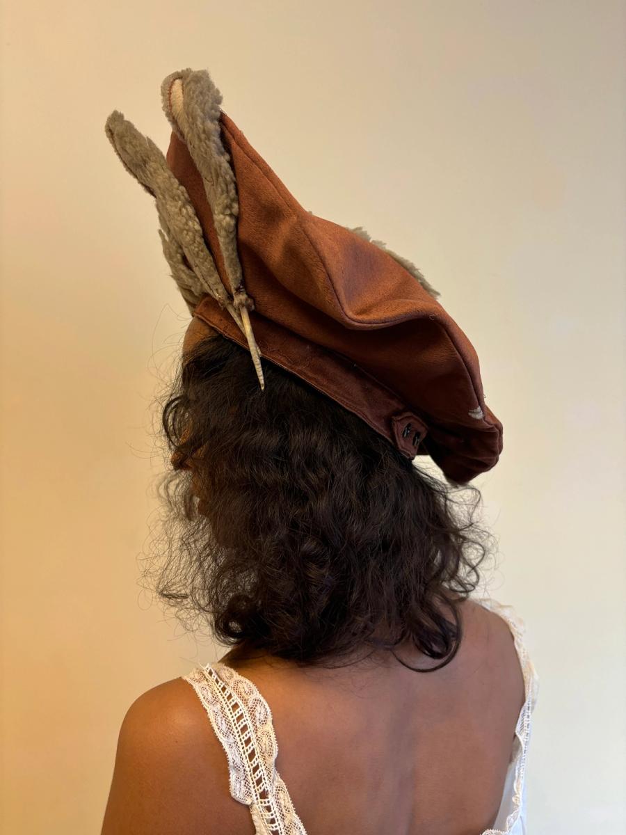 Unusual Midcentury Hat With Tromp L'oeil & Real Feather  product image