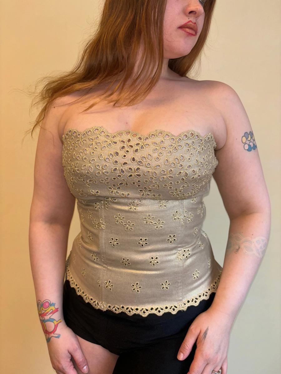 Vintage Lolita Lempicka Gold Eyelet Bustier product image