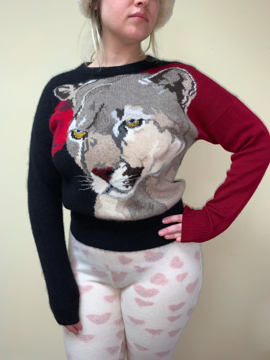 80s Krizia Puma Portrait Knit Sweater product image