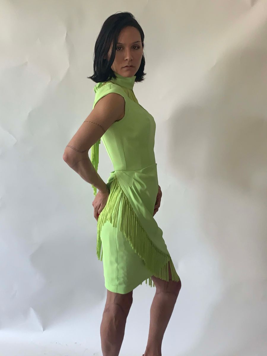 1990s Thierry Mugler Fringe "Tie" Dress product image