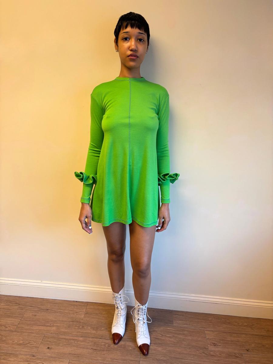 Vintage Chantal Thomass Green Ruffled Trim Dress product image