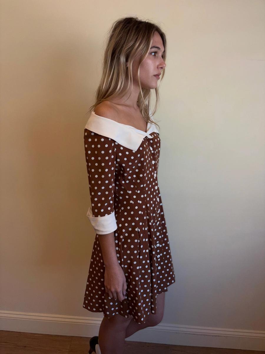 Vintage Norma Kamali Brown Polka Dot Dress product image