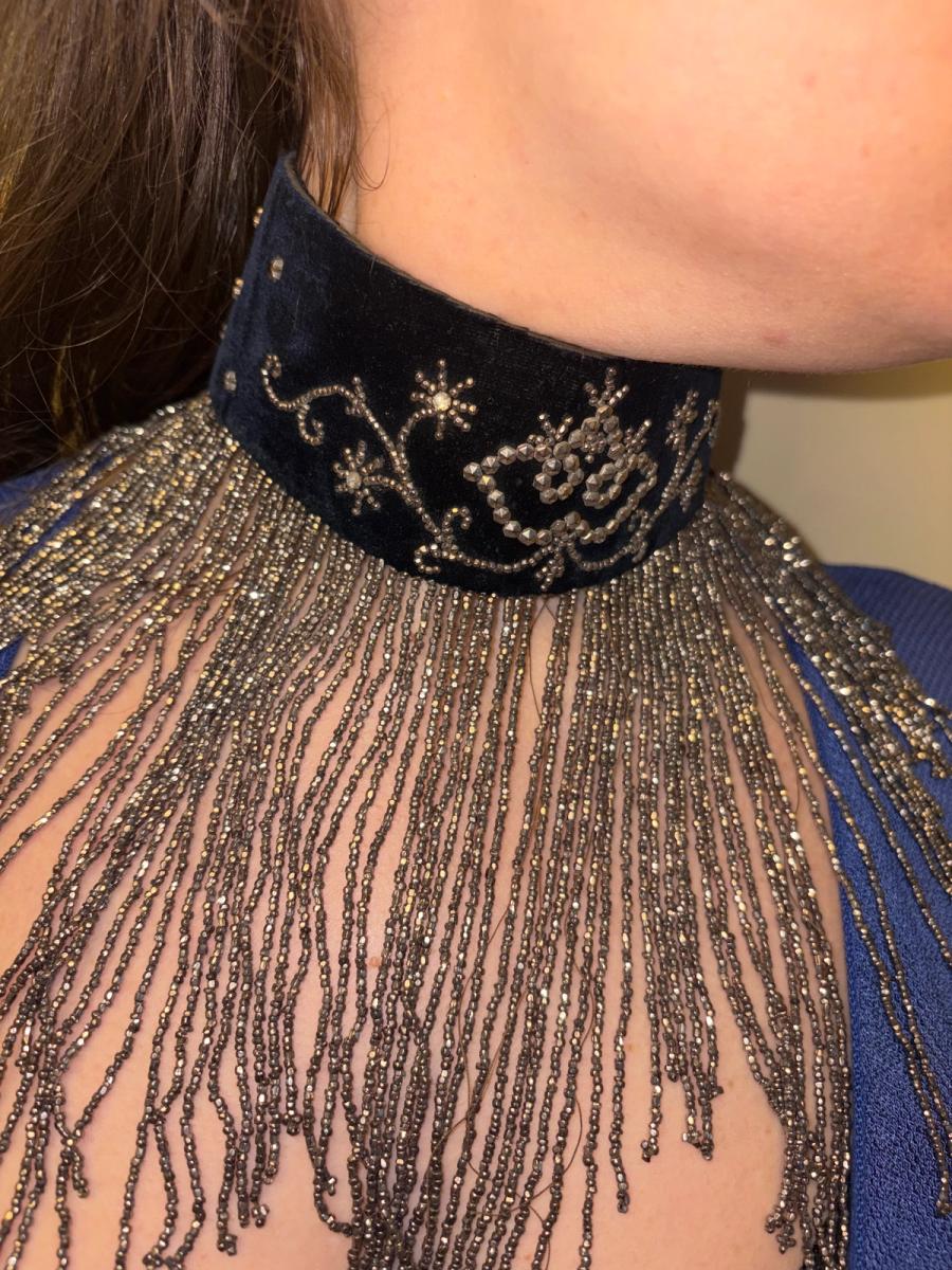 Victorian Cut Steel Beaded Fringe Choker product image
