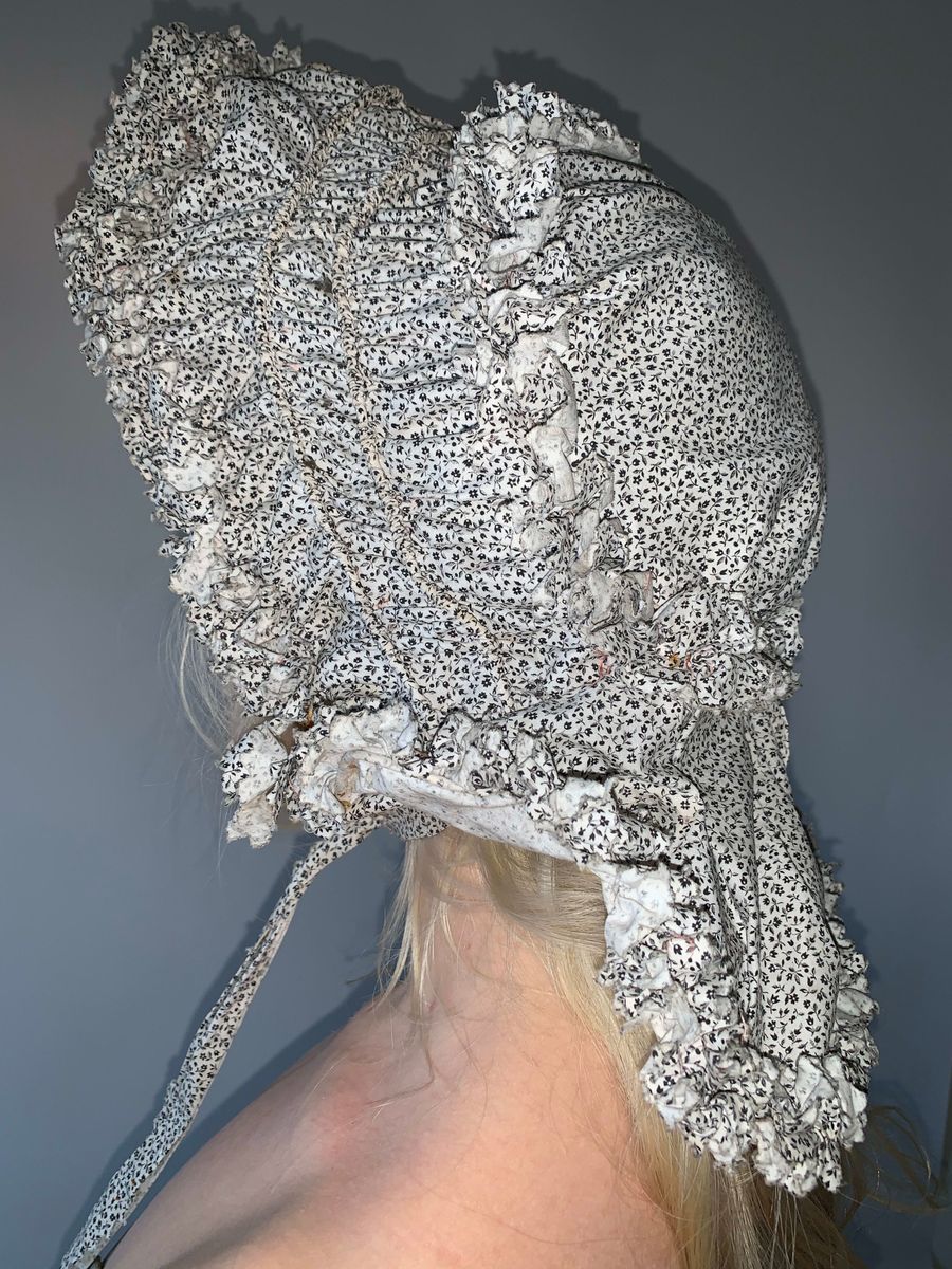 1800s Calico French Calash Bonnet product image