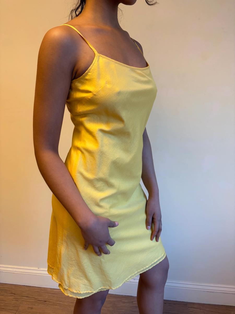 Vintage Norma Kamali Yellow Voile Bias Slip product image