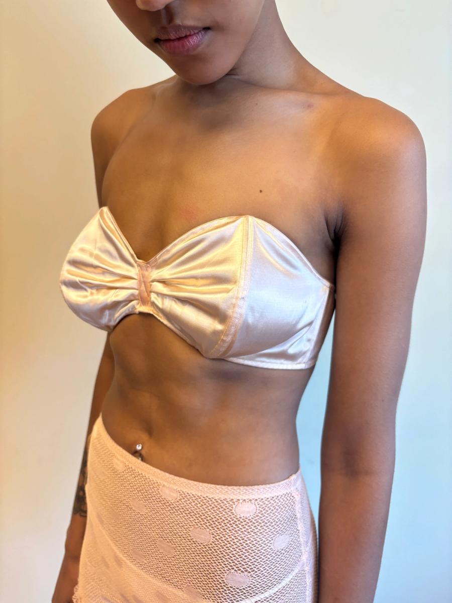 40s French Pink Satin Bra product image
