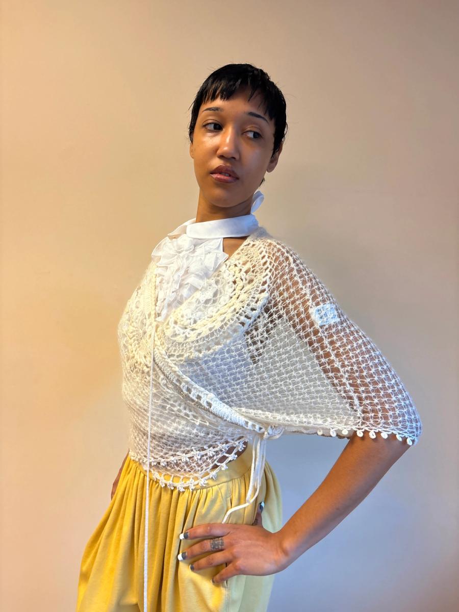 Sunao Kuwahara Lace Mohair Crocheted Wrap Shawl  product image