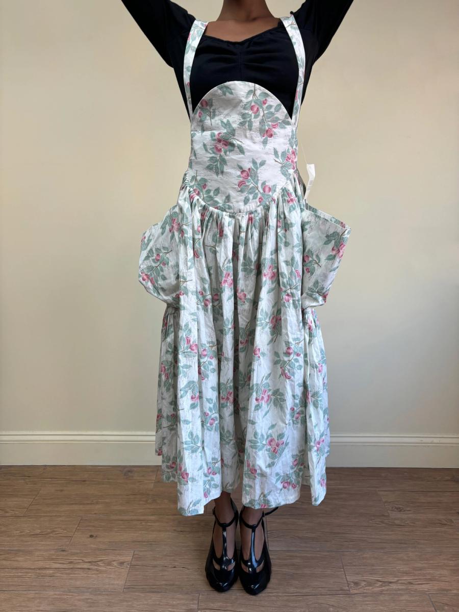 80s Norma Kamali Floral Suspender Skirt product image